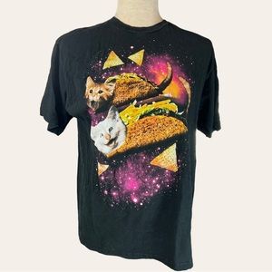 Black Matter Cosmic Taco Kitten Novelty Tee Size Medium 